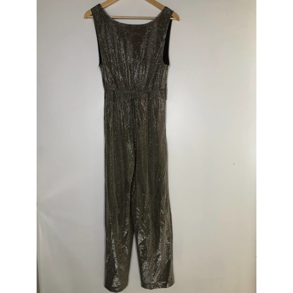 Carolina Ritzler Mae Jumpsuit Shimmer Sleeveless Silver M - Picture 4 of 13